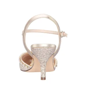 Elegant Wedding Kitten Heels with Glittery Detailing and Ankle Strap