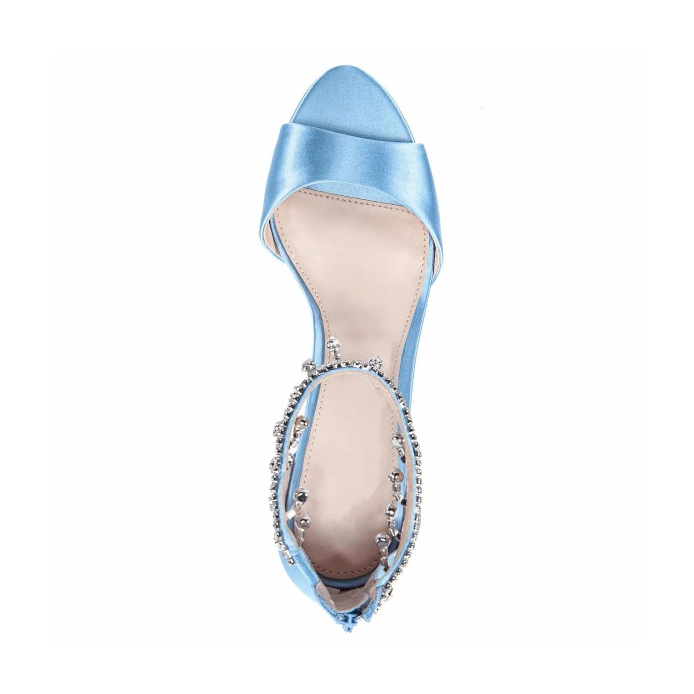 Top View of Wide Fit Blue Bridal Sandals with Rhinestone Detail – Lajwanti Pk Top view of wide fit blue bridal sandals with rhinestone embellishment – Lajwanti Pk bridal heels.