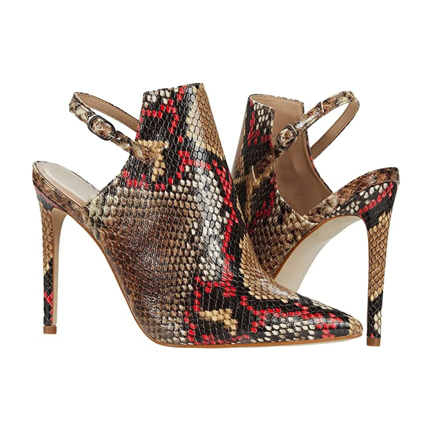 Closed Toe High Heels Lajwanti Shoes – Chic and Stylish Closed toe high heels by Lajwanti Shoes with slingback design and snake print pattern.