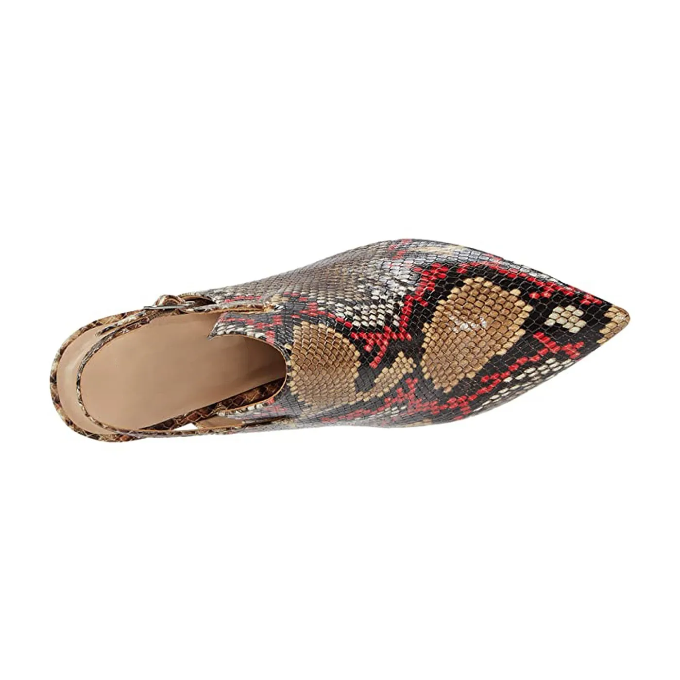 Closed Toe High Heels Lajwanti Shoes – Chic and Fashionable Closed toe high heels with slingback design and snake print pattern.