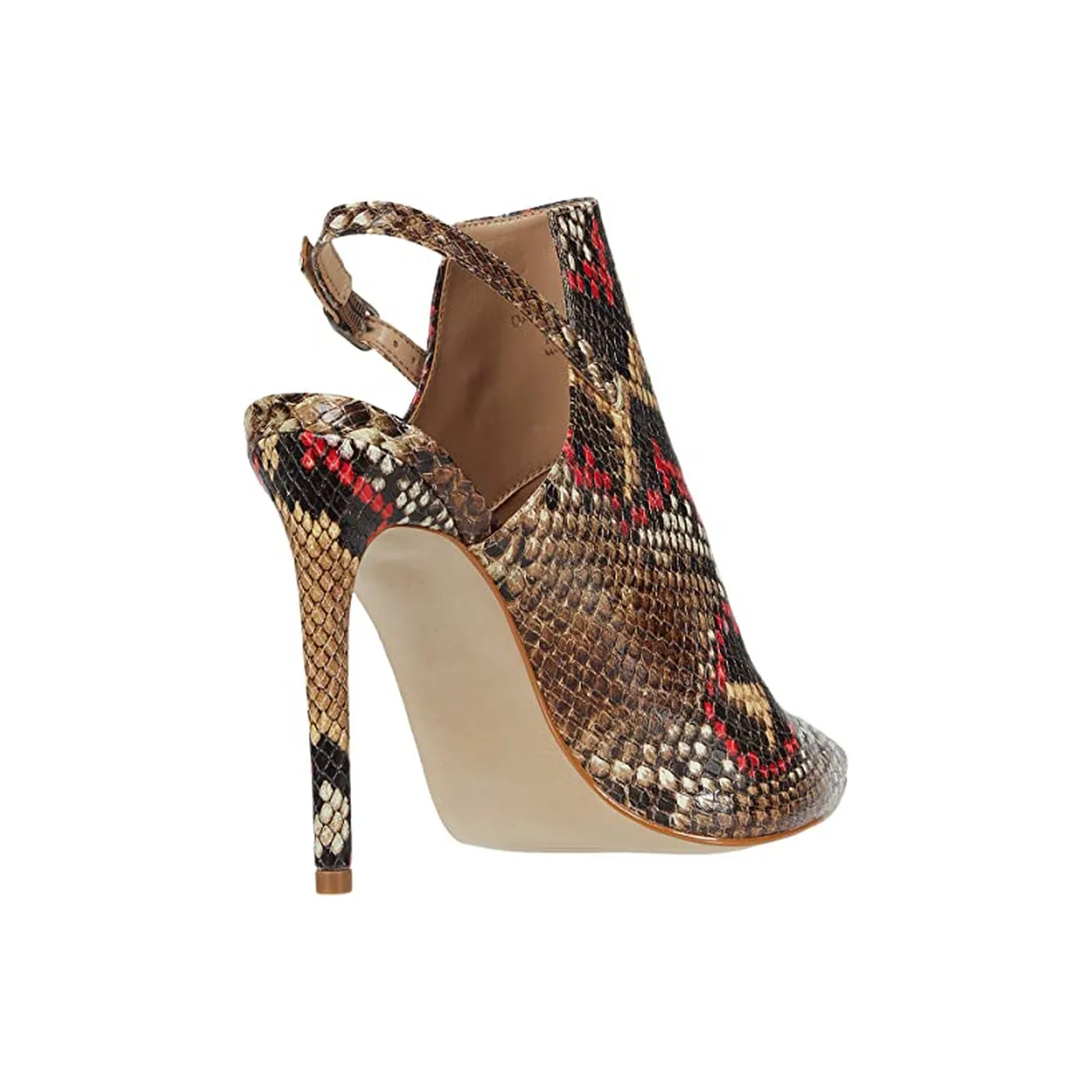 Closed Toe High Heels Lajwanti Shoes – Unique Snake Print Design Close-up of closed toe high heels by Lajwanti Shoes, showcasing the snake print and design.