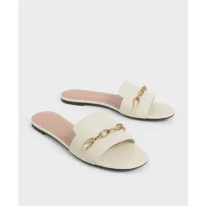 white flat shoes with gold chain from Lajwanti Designers