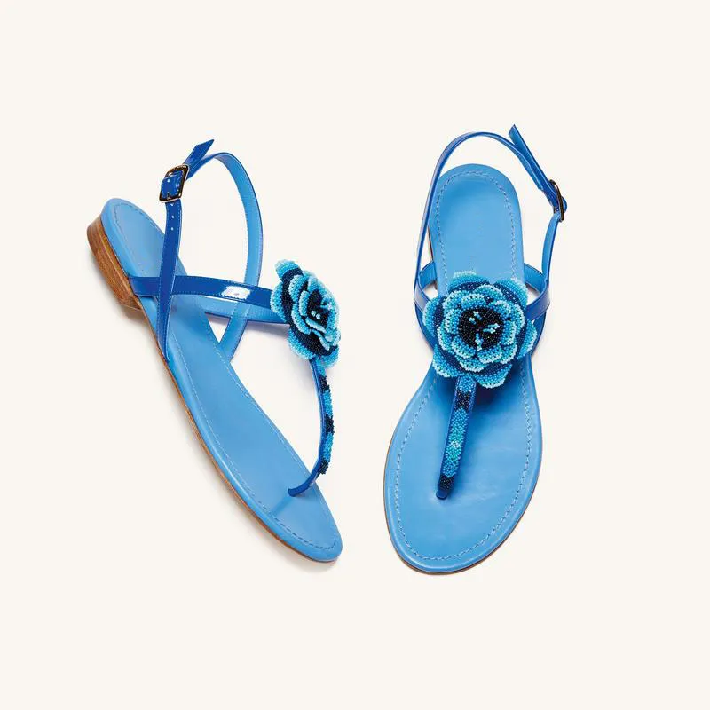 Lajwanti Designers’ Blue Flat Wedding Shoes – Comfort and Elegance for Brides blue flat wedding shoes by Lajwanti Designers, top view