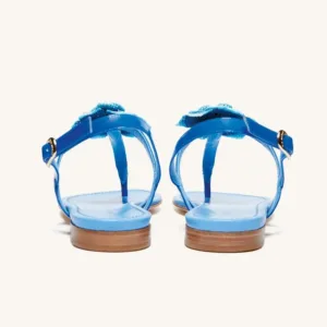 back view of blue flat wedding shoes by Lajwanti Designers