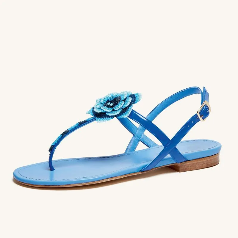 Blue Flat Wedding Shoes by Lajwanti Designers – Elegant and Comfortable for Brides blue flat wedding shoes from Lajwanti Designers with flower design