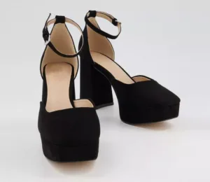 Custom Black Block Heel Pumps | Lajwanti Designers