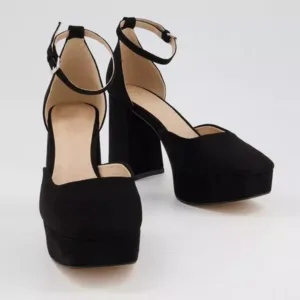 Custom Black Block Heel Pumps | Lajwanti Designers
