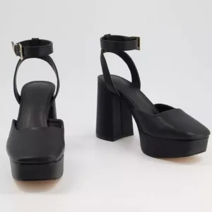 Custom Black Block Heel Pumps | Lajwanti Designers