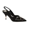 Black wedding shoes with rhinestone butterfly embellishment – Elegant bridal slingbacks from Lajwanti Official.