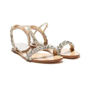 women’s flat sandals manufacturer – crystal embellished flat sandal
