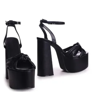 black big platform shoes with ankle strap by Lajwanti Designers