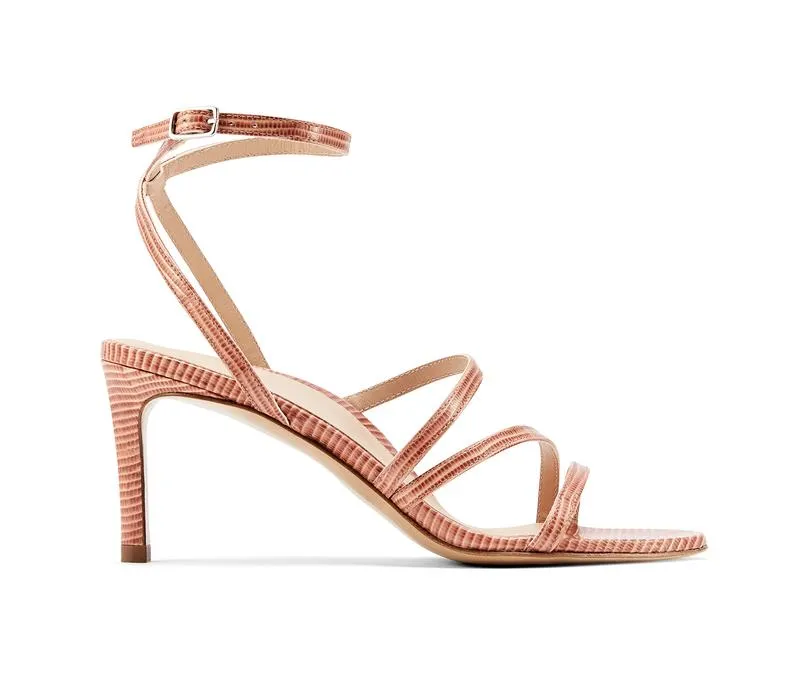 Pink Strappy Sandals with Ankle Strap and High Heels by Lajwanti Shoes Pink strappy sandals with ankle strap and high heels by Lajwanti PK.