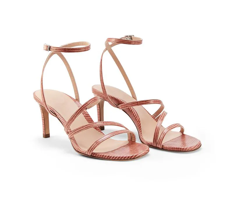 Pink Strappy Sandals with Ankle Strap and High Heels by Lajwanti Designers Pink strappy sandals with ankle strap and high heels by Lajwanti Collection.