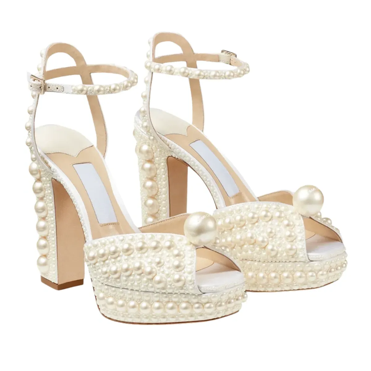 Elegant White Platform Bridal Shoes with Pearls Bridal Shoes with Rhinestones – Custom Bridal Shoes