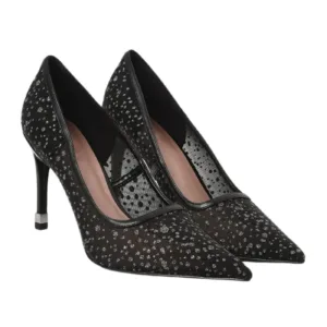 Black wedding shoes for bride by Lajwanti Collection, offering a sophisticated and modern design.