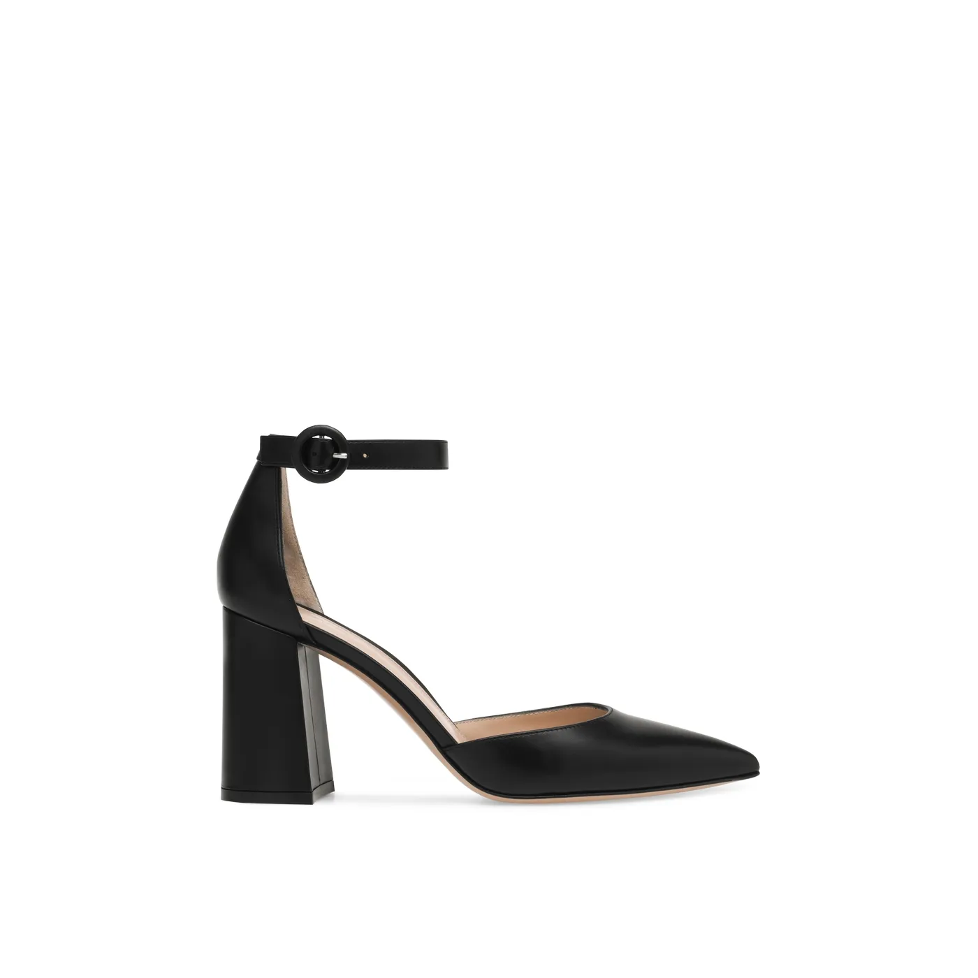 Black Private Label Pumps with Ankle Strap by Lajwanti Designers Elegant black private label pumps with ankle strap by Lajwanti Designers, offering a sophisticated design.