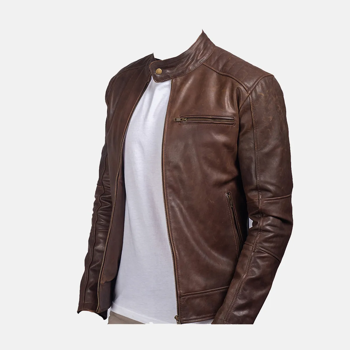 Premium leather jackets in Pakistan by Lajwanti – Custom designed for a perfect fit. eather jacket side view zipper pocket