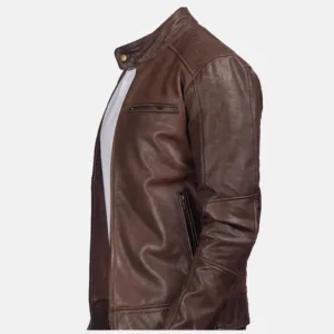 private label leather jacket full front view