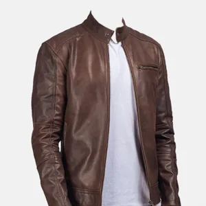 eather jacket side view zipper pocket