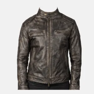 distressed leather jacket manufacturer quilted shoulder leather jacket