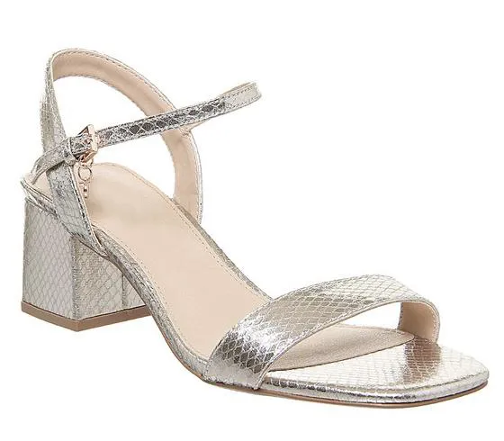 Medium Heel Sandals for Women | Lajwanti Collections women shoes manufacturer silver block heel sandals
