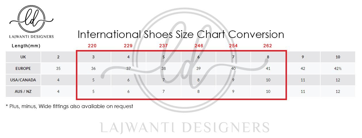 shoe measurement chart women's