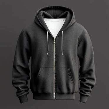 Black zipper hoodie available for custom clothing development