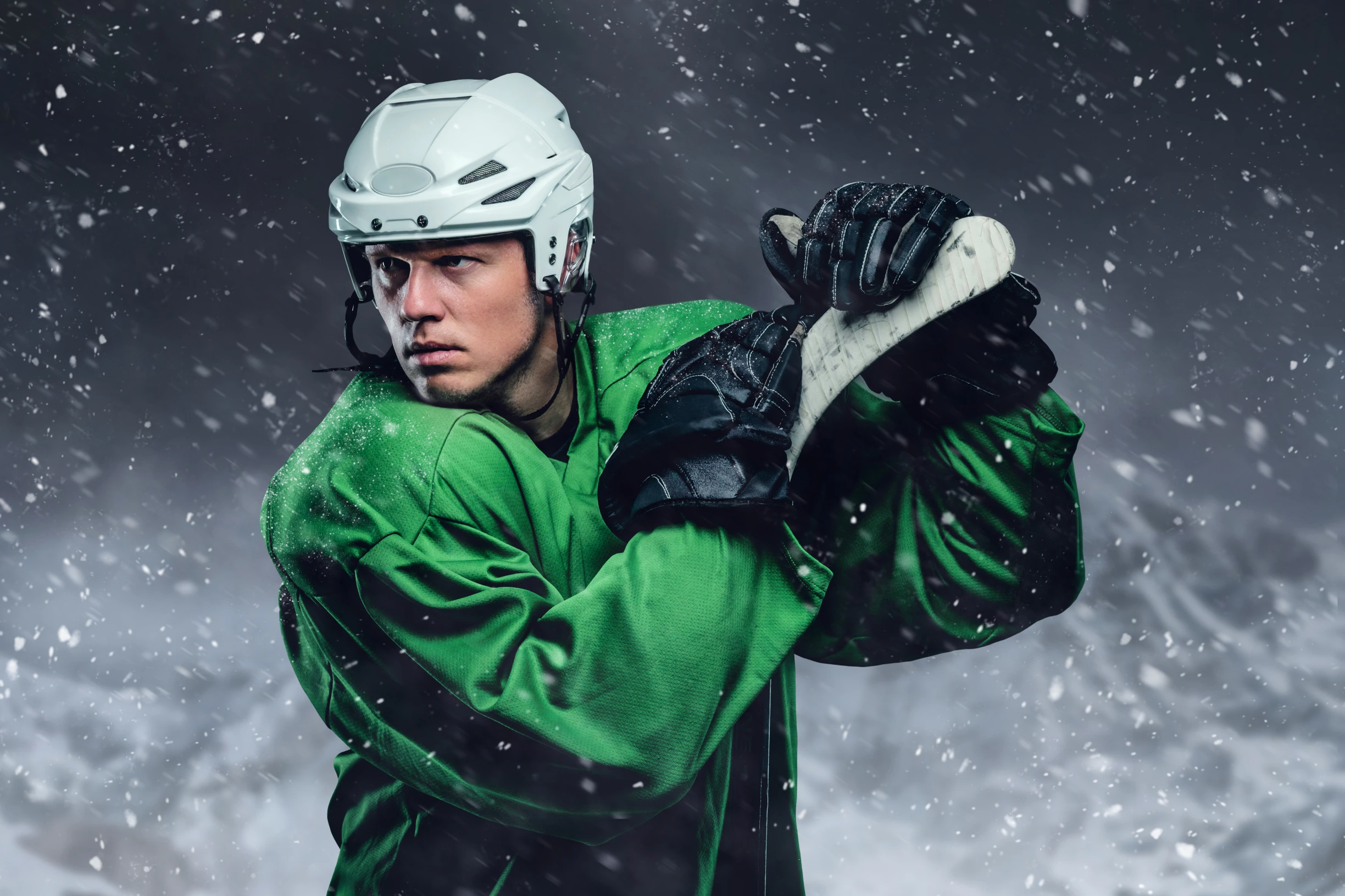 Ice hockey player wearing teamwear for custom hockey jersey manufacturing